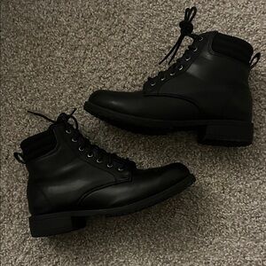 Women’s Black Lace-Up Combat Boots